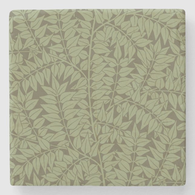 William Morris Branch Leaves Wallpaper Stone Coaster (Front)