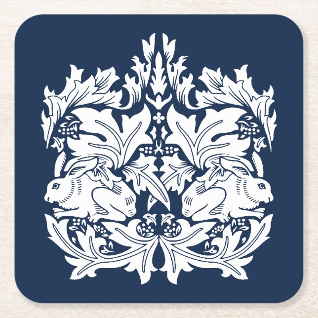 William Morris Brer Rabbit Pattern  Square Paper Coaster (Front)