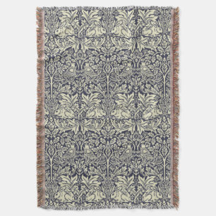 William Morris Brer Rabbit Vintage Blue Pattern Throw Blanket