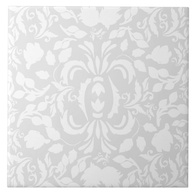 William Morris bright colour grey and white patter Tile (Front)