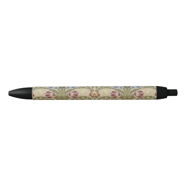 William Morris Brocade Floral Wallpaper Pattern Black Ink Pen (Front)