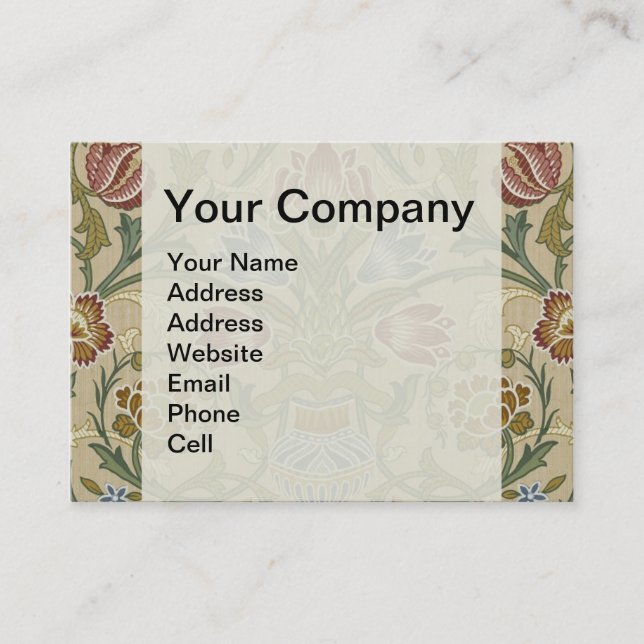 William Morris Brocade Floral Wallpaper Pattern Business Card (Front)