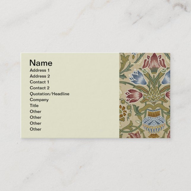 William Morris Brocade Floral Wallpaper Pattern Business Card (Front)