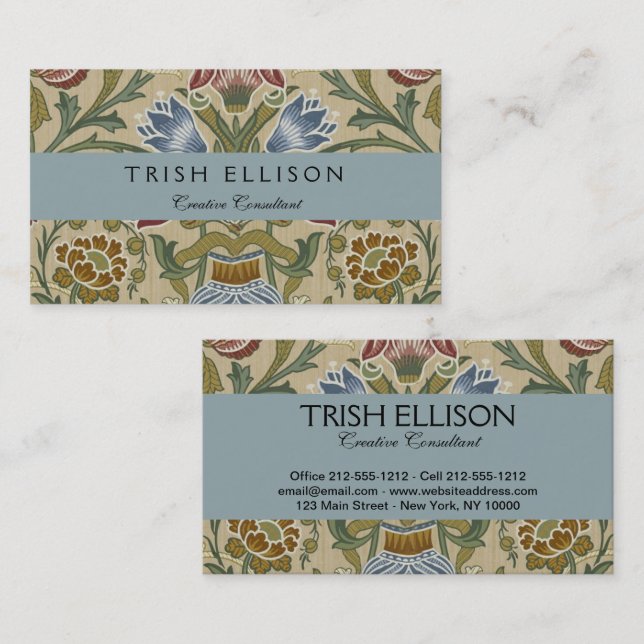 William Morris Brocade Floral Wallpaper Pattern Business Card (Front/Back)