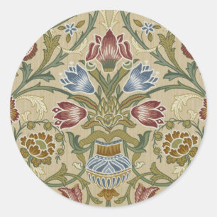 William Morris Brocade Floral Wallpaper Pattern Classic Round Sticker