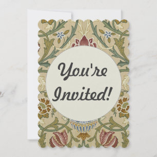 William Morris Brocade Floral Wallpaper Pattern Invitation