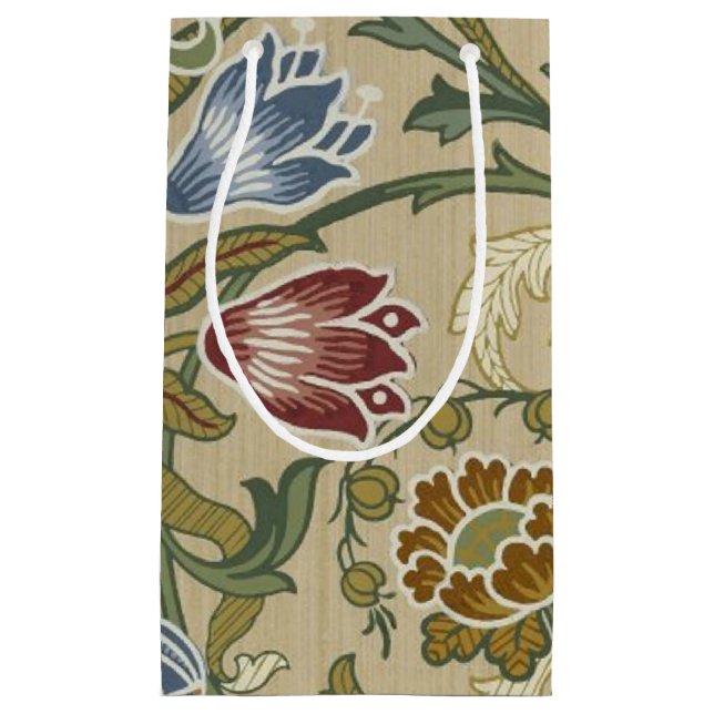 William Morris Brocade Floral Wallpaper Pattern Small Gift Bag (Front)