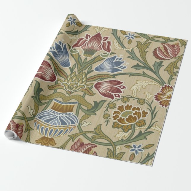 William Morris Brocade Floral Wallpaper Pattern Wrapping Paper (Unrolled)