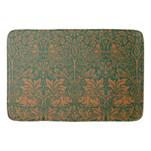 William Morris Brother Rabbit Amber Black Pattern Bath Mat