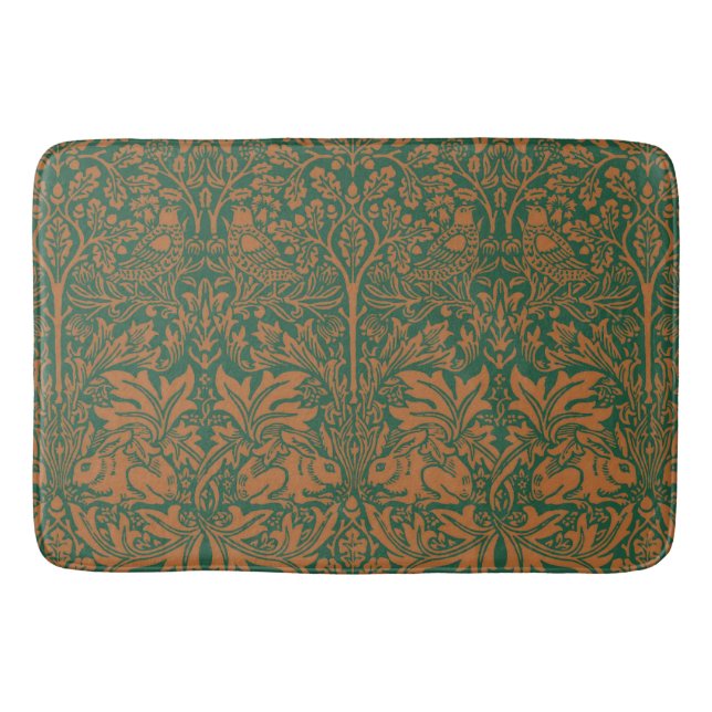 William Morris Brother Rabbit Amber Black Pattern Bath Mat (Front)