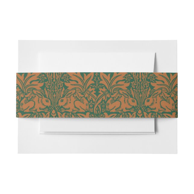 William Morris Brother Rabbit Amber Black Pattern Invitation Belly Band (Front Example)