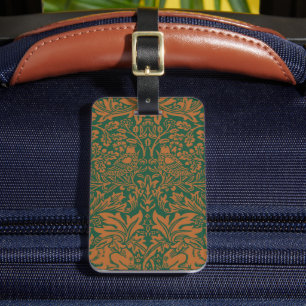 William Morris Brother Rabbit Amber Black Pattern Luggage Tag