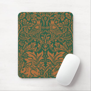 William Morris Brother Rabbit Amber Black Pattern Mouse Mat