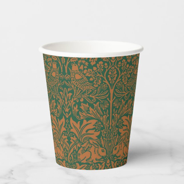William Morris Brother Rabbit Amber Black Pattern Paper Cups (Front)