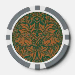 William Morris Brother Rabbit Amber Black Pattern Poker Chips