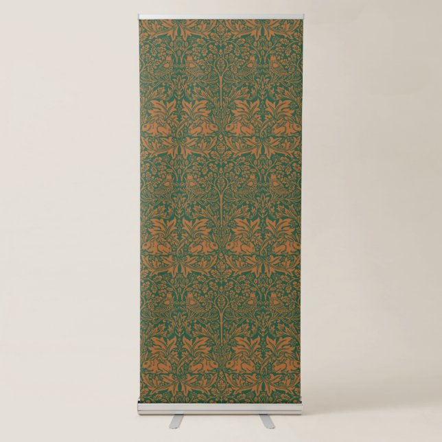 William Morris Brother Rabbit Amber Black Pattern Retractable Banner (Front)