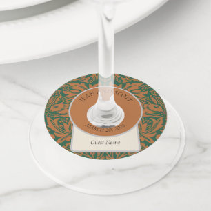 William Morris Brother Rabbit Amber Black Pattern Wine Glass Tag