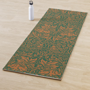 William Morris Brother Rabbit Amber Black Pattern Yoga Mat