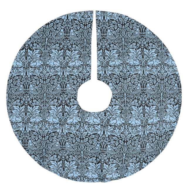 William Morris Brother Rabbit Light Blue Black Brushed Polyester Tree Skirt (Front)