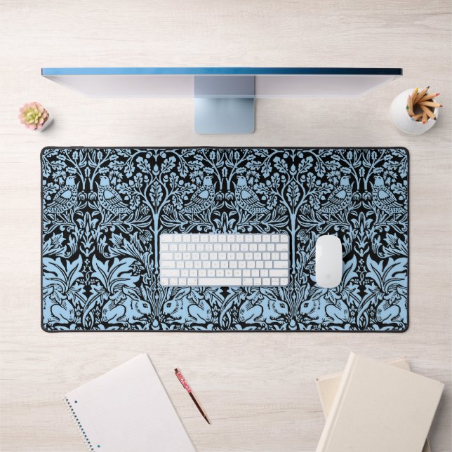 William Morris Brother Rabbit Light Blue Black Desk Mat (Office 1)