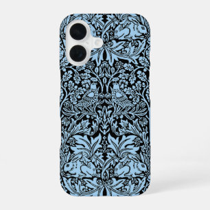 William Morris Brother Rabbit Light Blue Black iPhone 16 Case