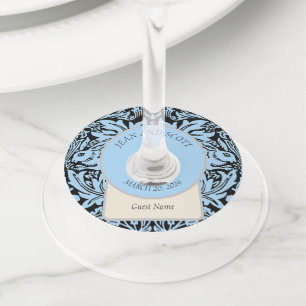 William Morris Brother Rabbit Light Blue Black Wine Glass Tag