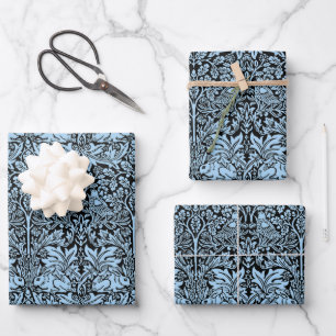 William Morris Brother Rabbit Light Blue Black Wrapping Paper Sheet