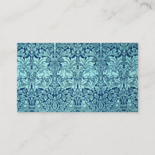 William Morris Brother Rabbit Pattern in Blue Business Card