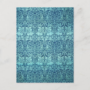William Morris Brother Rabbit Pattern in Blue Postcard