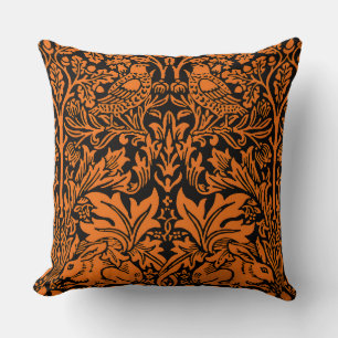 William Morris Brother Rabbit Rust Black Pattern Cushion