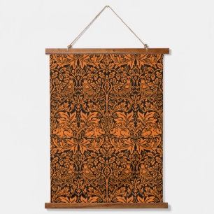 William Morris Brother Rabbit Rust Black Pattern Hanging Tapestry