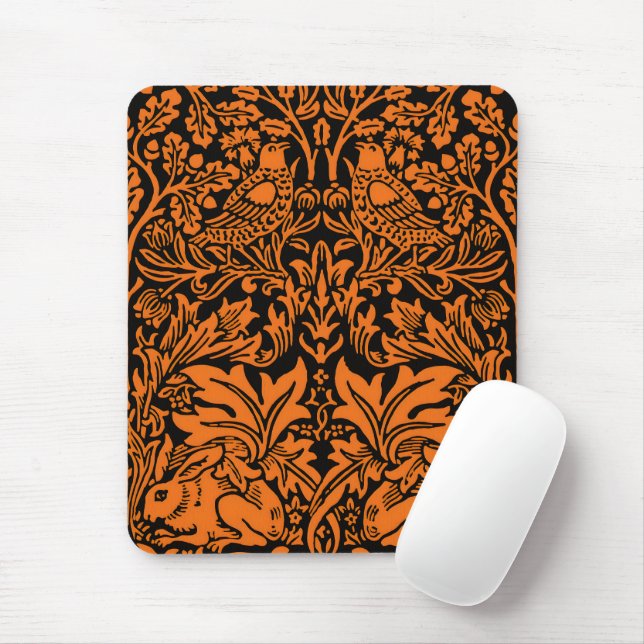William Morris Brother Rabbit Rust Black Pattern Mouse Mat (With Mouse)