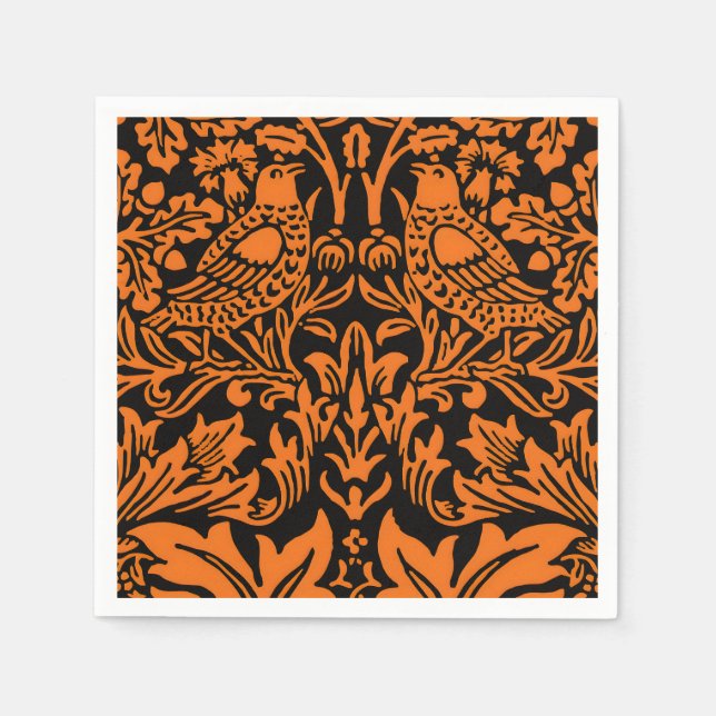 William Morris Brother Rabbit Rust Black Pattern Napkin (Front)