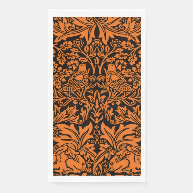 William Morris Brother Rabbit Rust Black Pattern Napkin (Front)
