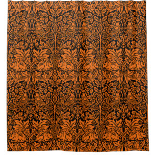 William Morris Brother Rabbit Rust Black Pattern Shower Curtain