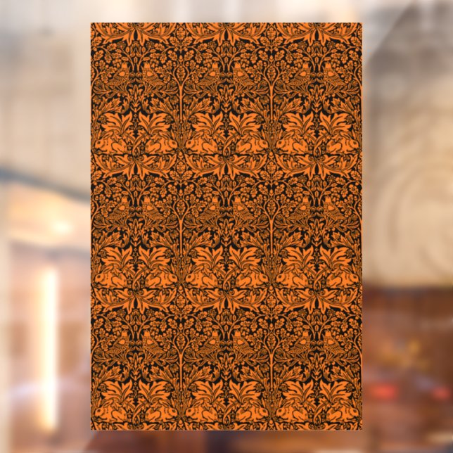 William Morris Brother Rabbit Rust Black Pattern Window Cling (Sheet 2)