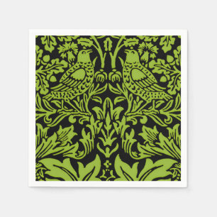 William Morris Brother Rabbit Sage Green Black Napkin