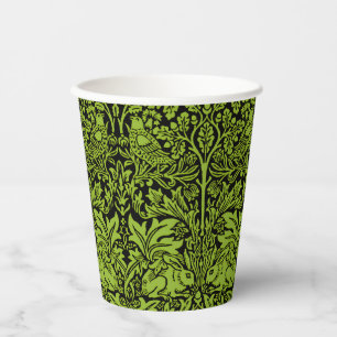 William Morris Brother Rabbit Sage Green Black Paper Cups