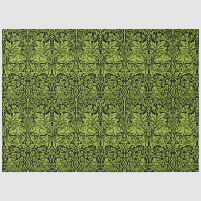 William Morris Brother Rabbit Sage Green Black Tissue Paper (Front)
