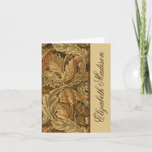 William Morris Brown Leaves Personalised Note Card