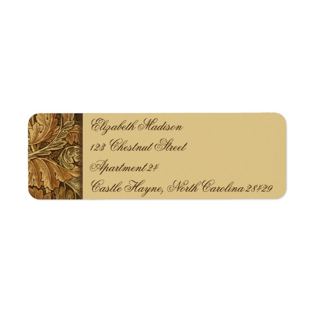 William Morris Brown Leaves Return Address Labels (Front)