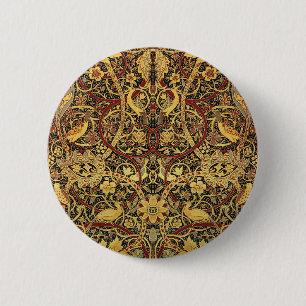William Morris Bullerswood Faux Tapestry 6 Cm Round Badge