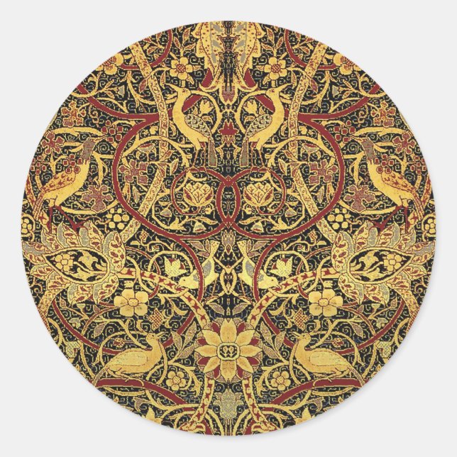 William Morris Bullerswood Faux Tapestry Classic Round Sticker (Front)