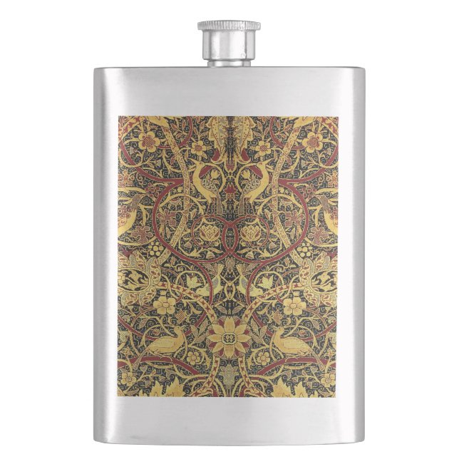 William Morris Bullerswood Faux Tapestry Hip Flask (Front)