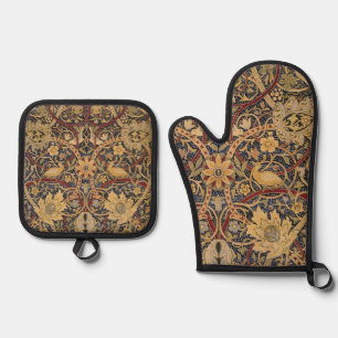 William Morris Bullerswood Faux Tapestry  Oven Mitt & Pot Holder Set