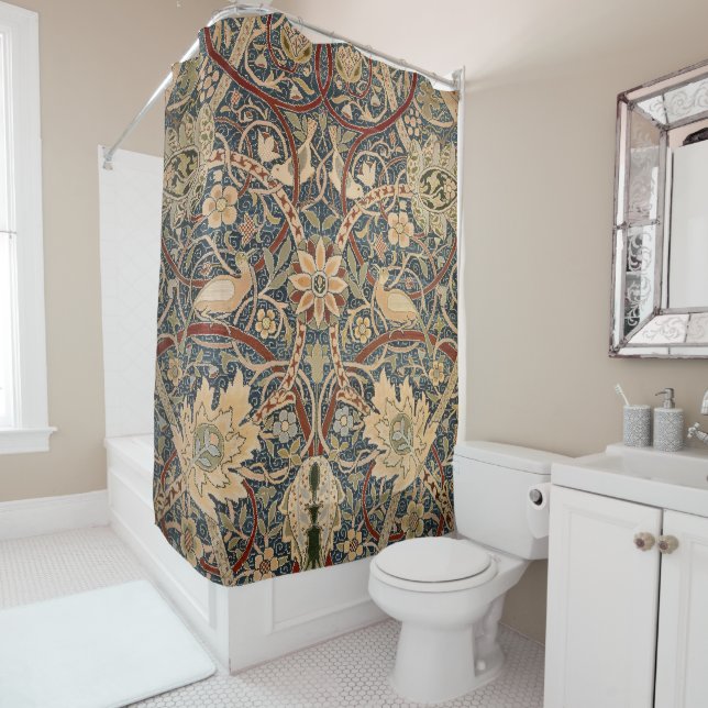 William Morris Bullerswood Faux Tapestry Shower Curtain (In Situ)