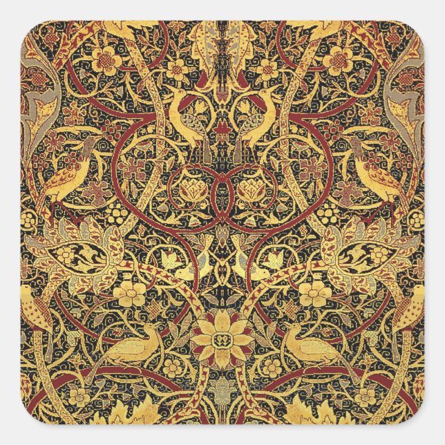 William Morris Bullerswood Faux Tapestry Square Sticker (Front)