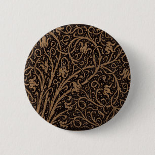 William Morris Campion Tooled Leather Damask 6 Cm Round Badge