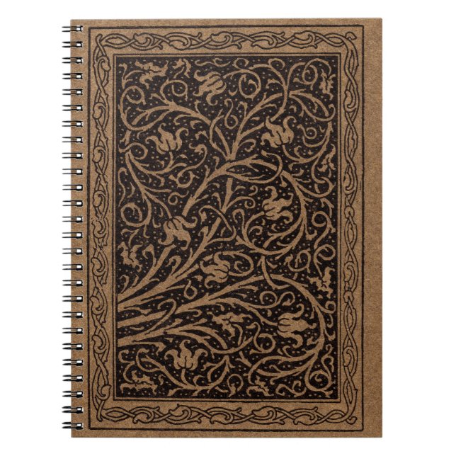 William Morris Campion Tooled Leather Damask Notebook (Front)