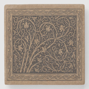 William Morris Campion Tooled Leather Damask Stone Coaster